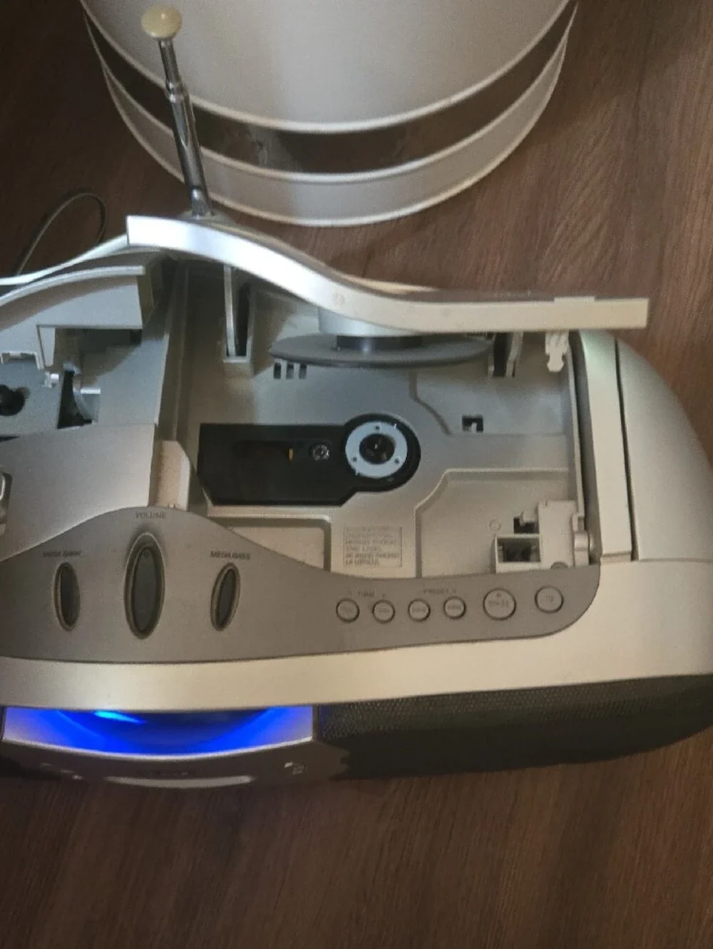 Sony Silver and Blue Portable Boombox CD Player Cassett AM/FM Radio